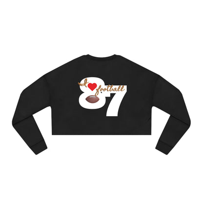 Women's Cropped Sweatshirt, I Heart Football