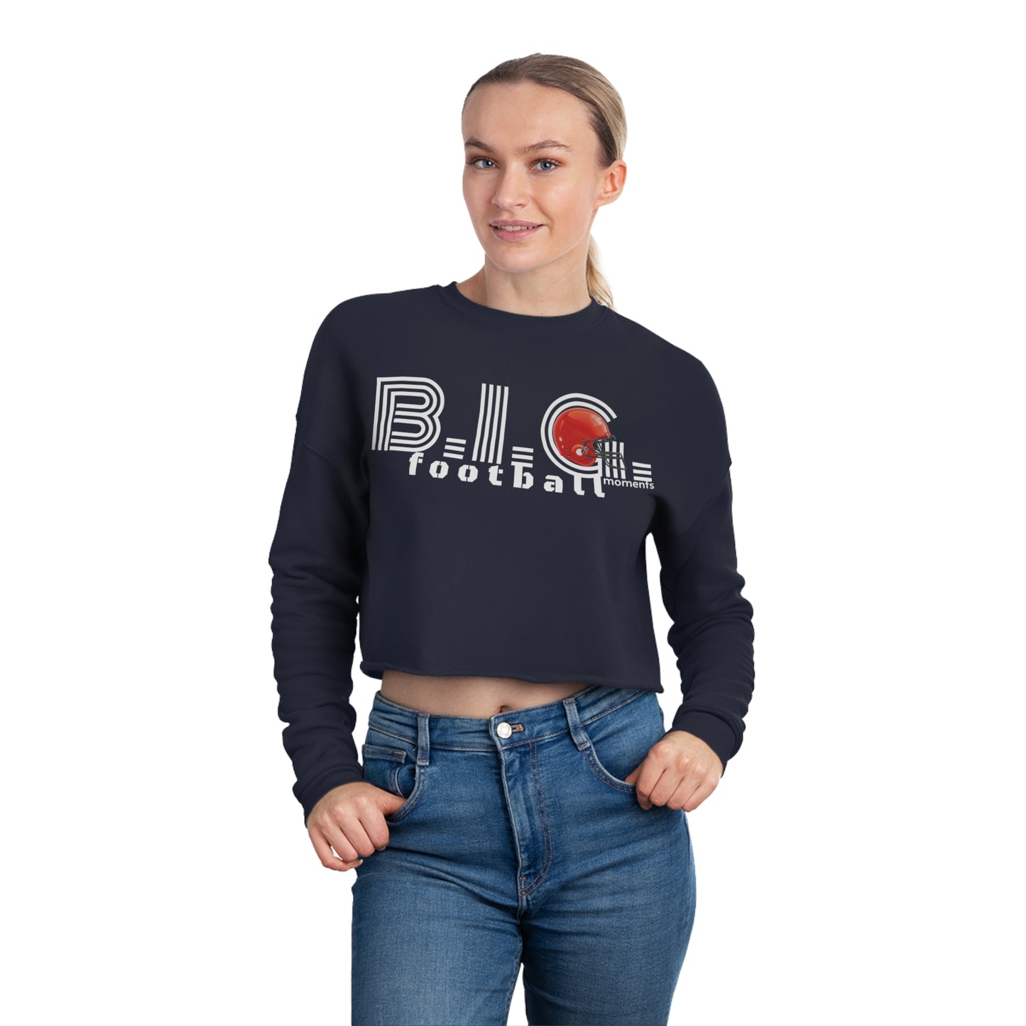 Women's Cropped Sweatshirt, I Heart Football