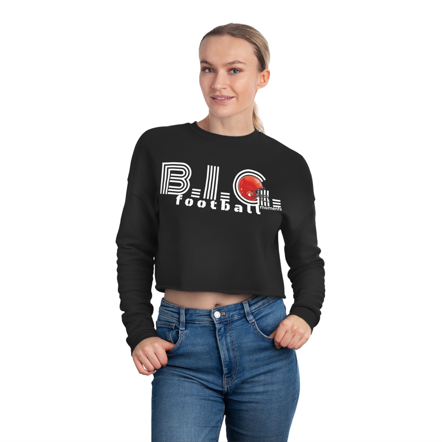 Women's Cropped Sweatshirt, I Heart Football